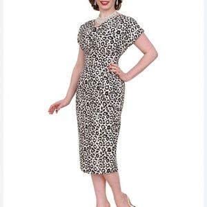 Jezebel White Leopard Wiggle Dress